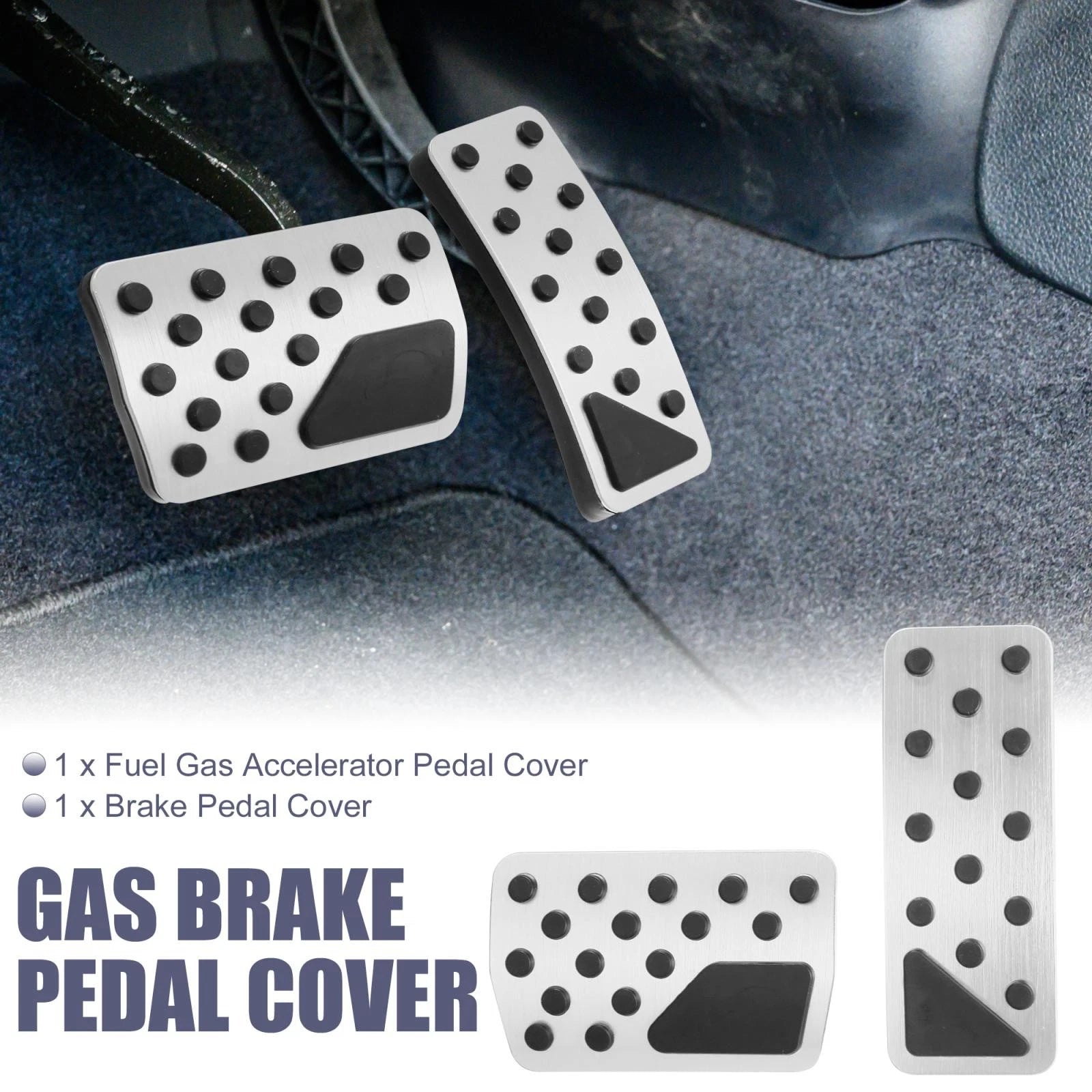Set of 2 Brake Pedal Pad Gas Accelerator Covers for Jeep (2011–2012) Silver Tone