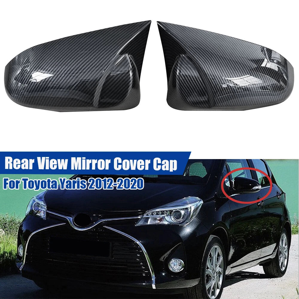 Rear View Mirror Cover Cap Tape-On Carbon Look for Toyota Yaris (2012–2020)