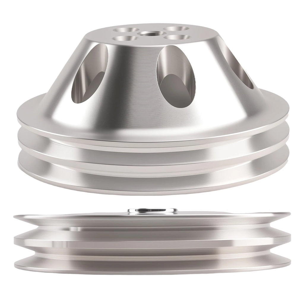 Polished Double Groove Drive Kit for Chevy SBC 283-350 (Short Water Pump) (1968–1984)