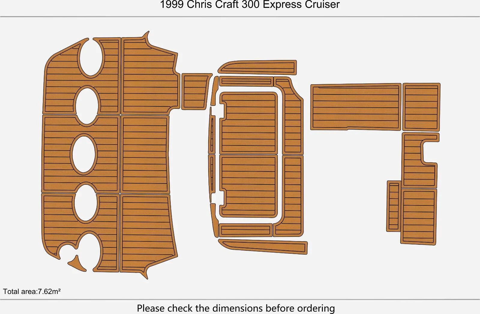EVA Pad Teak Deck Flooring for Chris Craft 300 EC (1999)