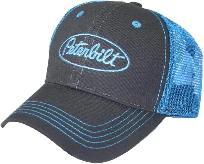 Electric Blue Summer Mesh Back Trucker Cap for Peterbilt Trucks