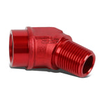 1/2" NPT Male 45 Degree to 1/2" Female Hose Fitting - Red Aluminum Finish