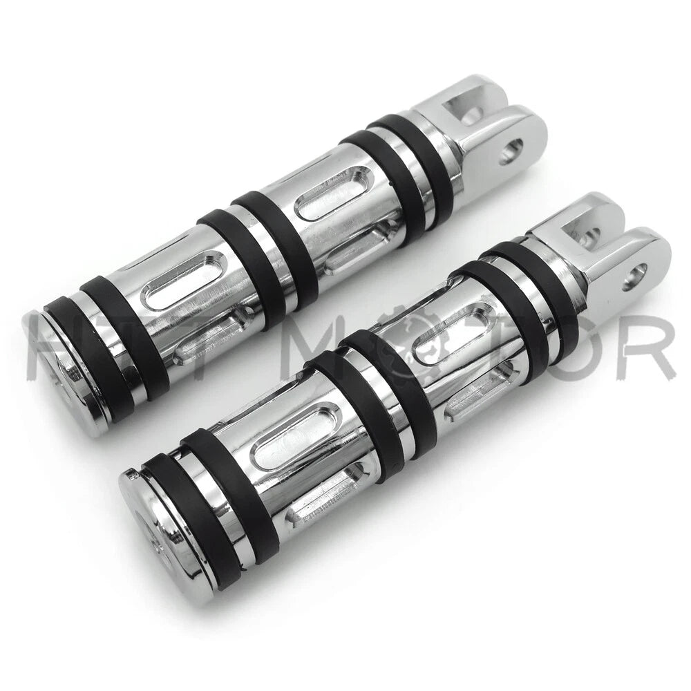 Chrome Edge Cut Footpegs for Harley FXBB FXBR FXBRS FXLR (2018–2023)