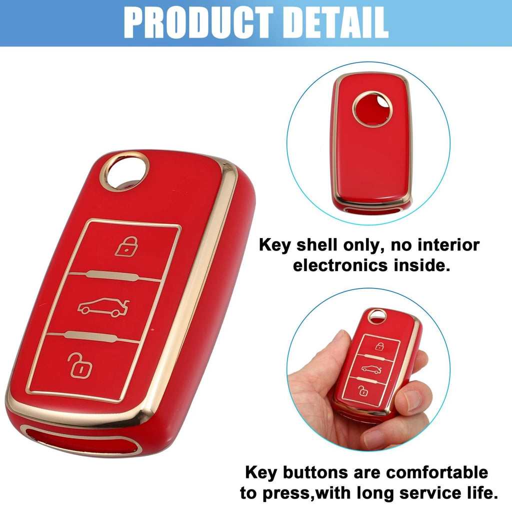 Silicone Key Fob Case Cover for Volkswagen Tiguan (2010–2017) Red