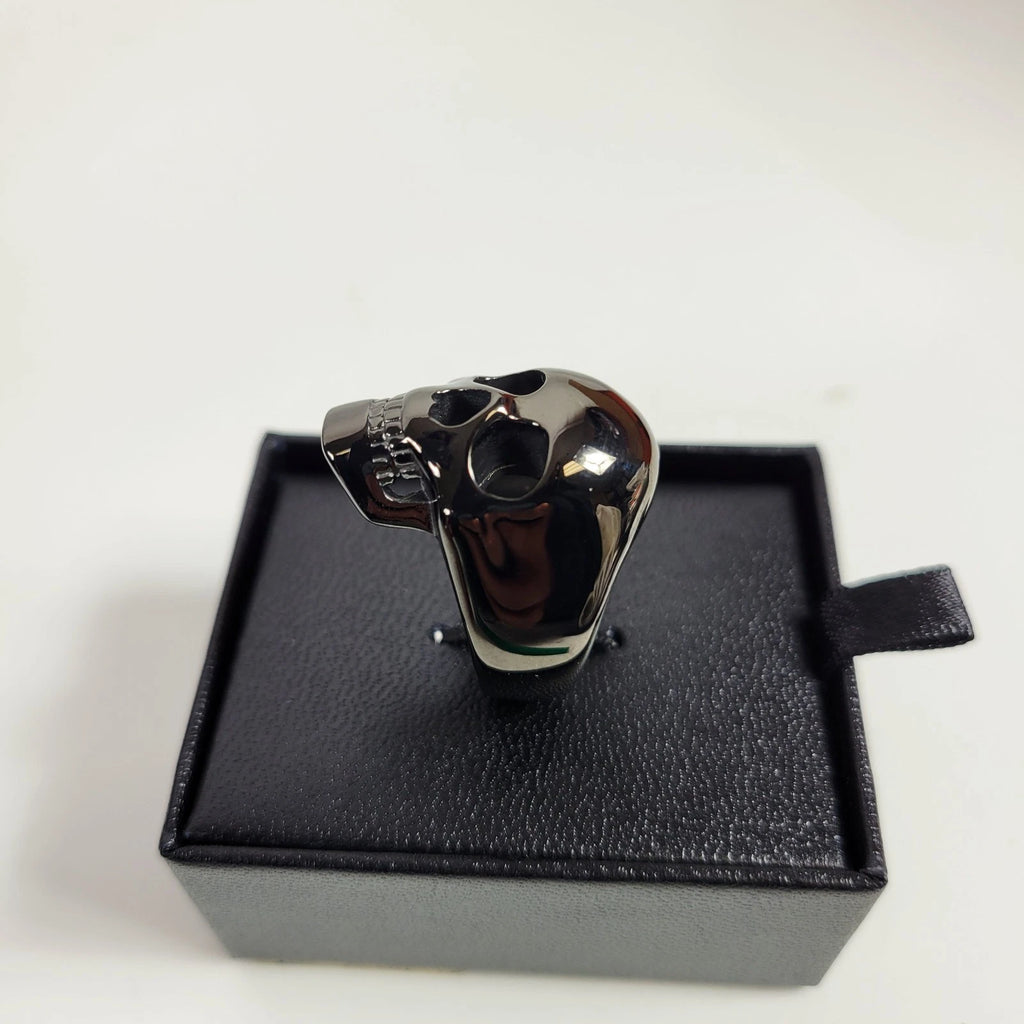 3D Skull Sculpted Ring for Harley-Davidson (Men's, Black Chrome)