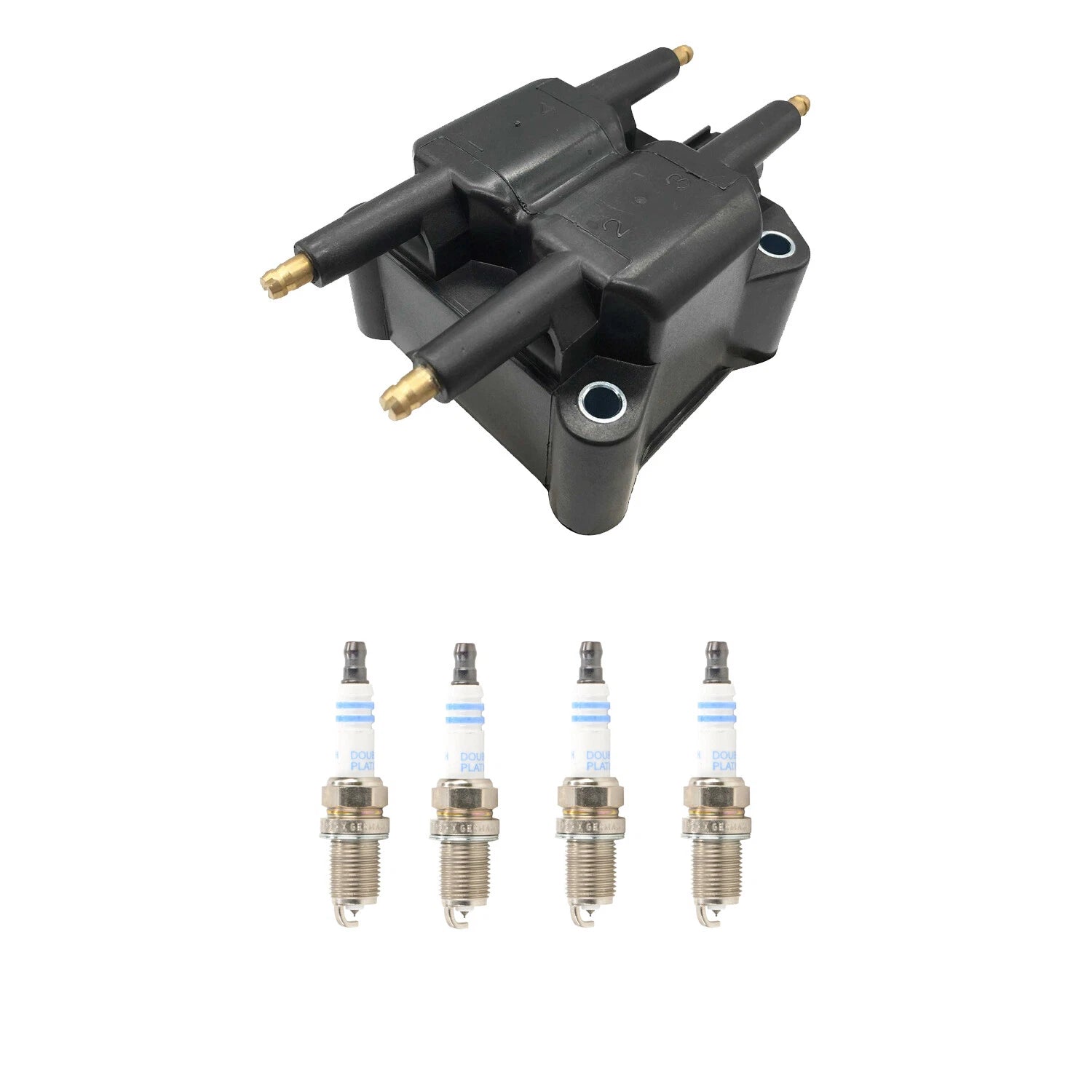 Set of 4 Hitachi Ignition Coils & Bosch Platinum Spark Plugs for Breeze Cirrus (L4)