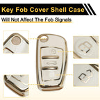 White Gold Tone TPU Silicone Car Key Case for Audi A1/A2 (3 Buttons)