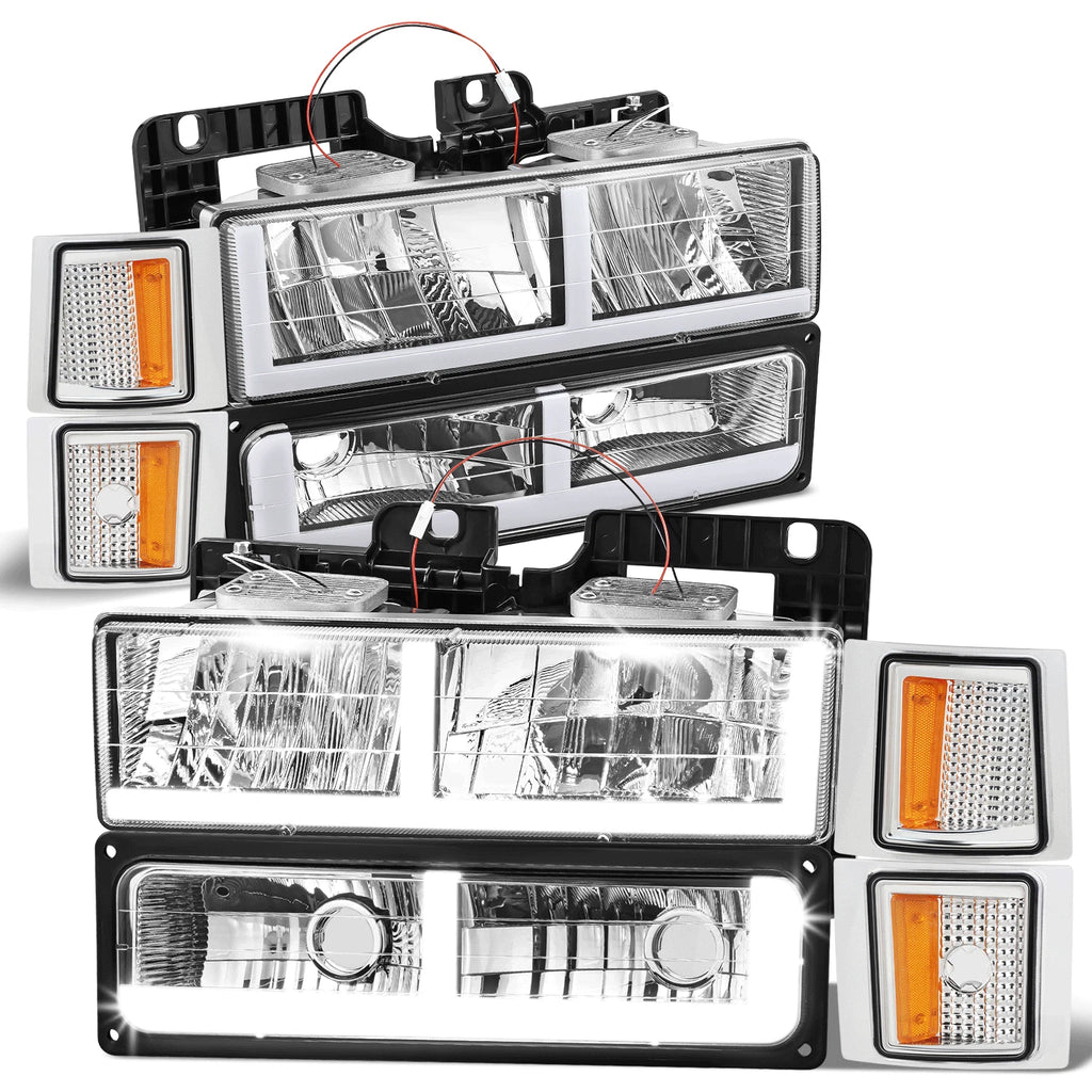 Set of 4 LED Headlight, Bumper Signal, Corner Lamps for Chevy C/K (1994–2000)