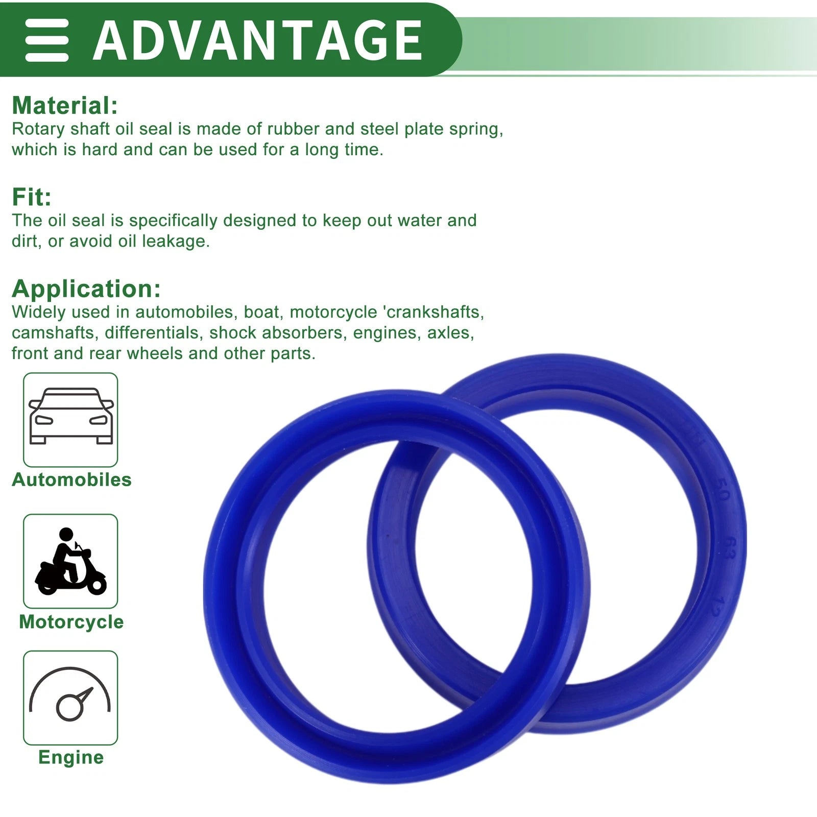 Set of 5 Oil Seal Ring 50x63x12mm for Rotary Shaft (High Pressure)