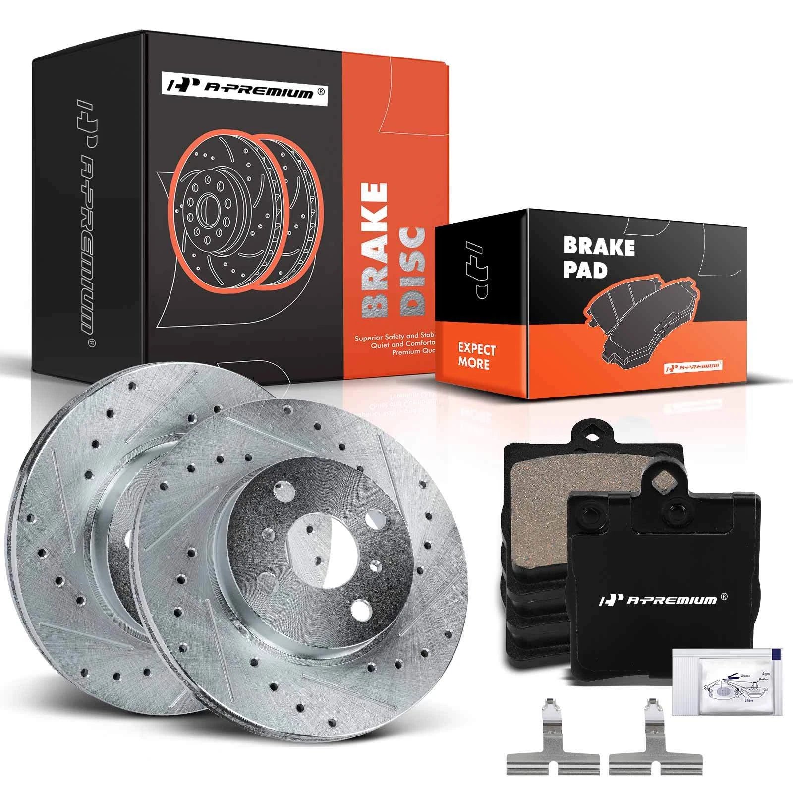 Rear Drilled Brake Rotor & Pad Set for Benz W203 C230 W210 E320 R171