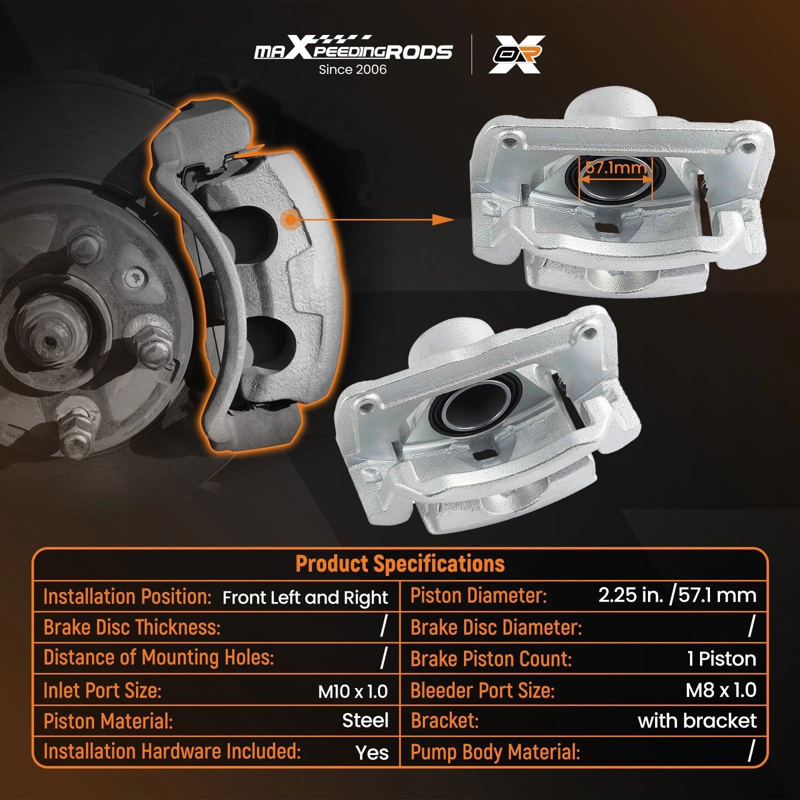 2X Front Brake Calipers w/ Bracket for Ford Fusion Lincoln MKZ Zephyr (2006–2020)