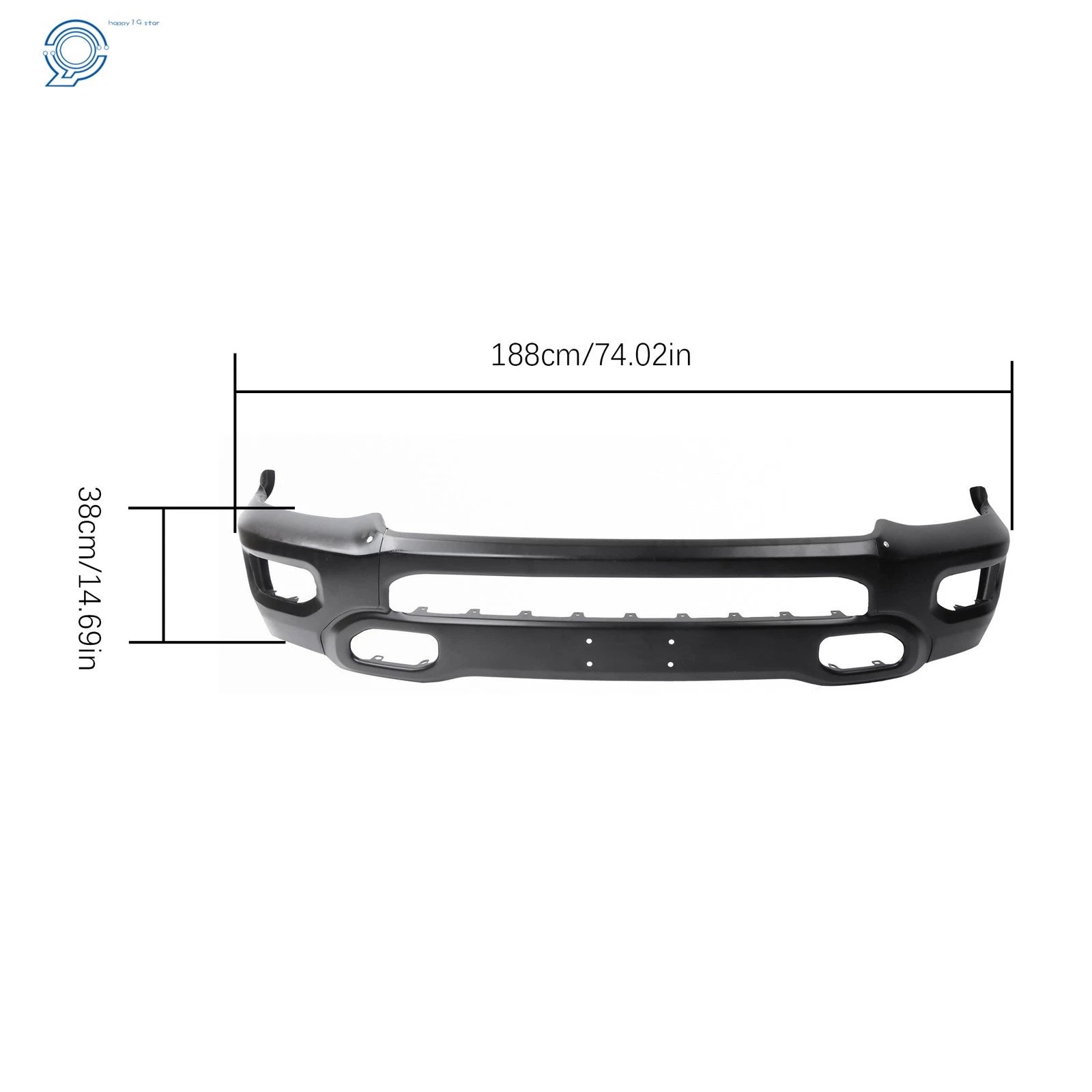 Front Bumper Face Bar for Ram 1500 (2019–2024) Black Steel with Fog Light Holes