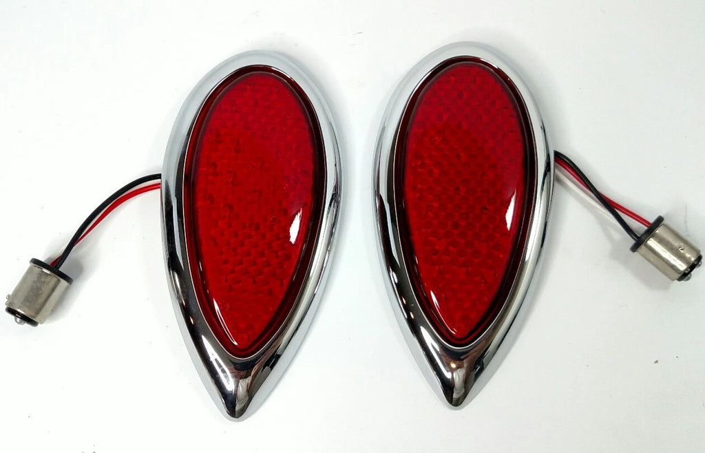 LED Tail Lights Pair with Chrome Flush Mount Bezel for Ford (1938–1939)