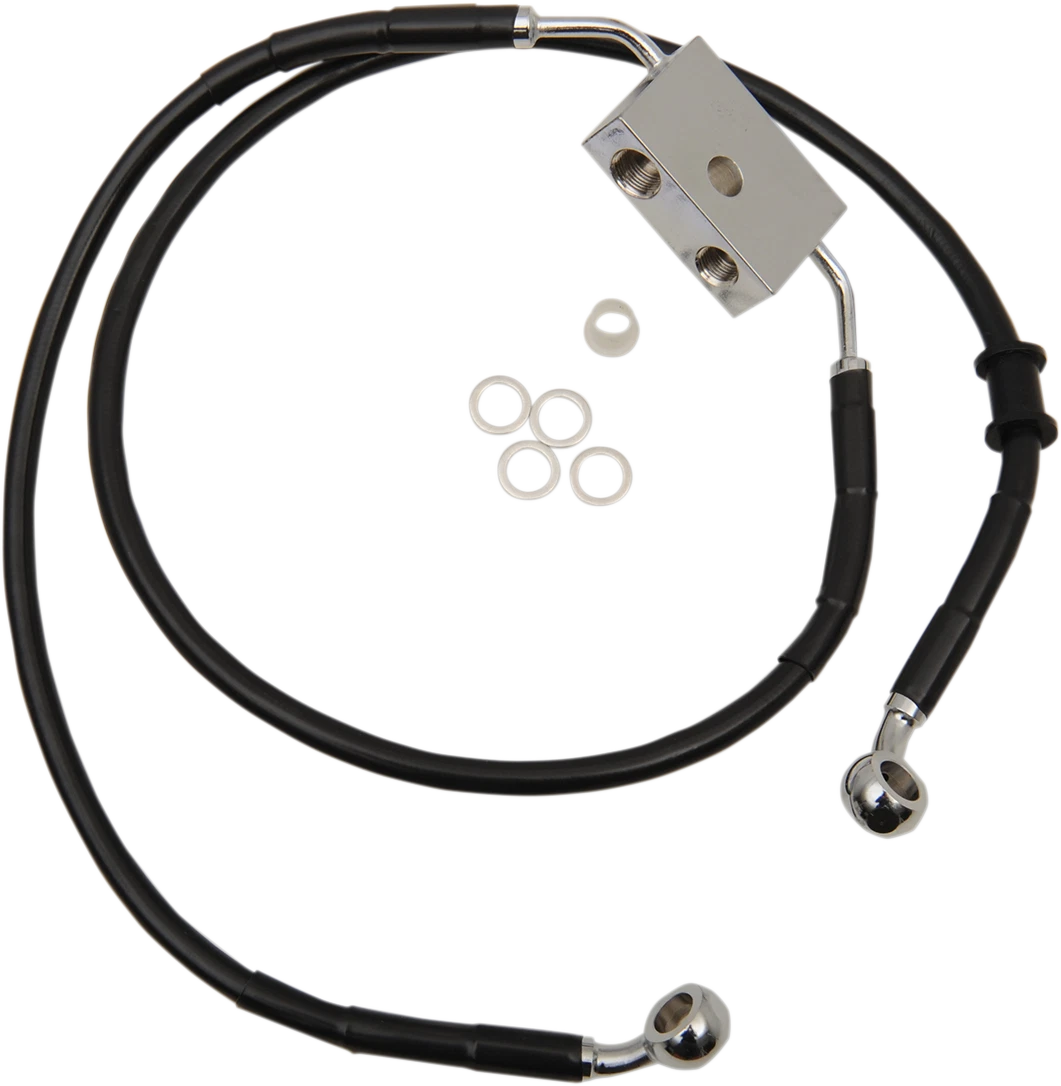 Front Brake Line +8" Black for Harley XL 614750-8BLK