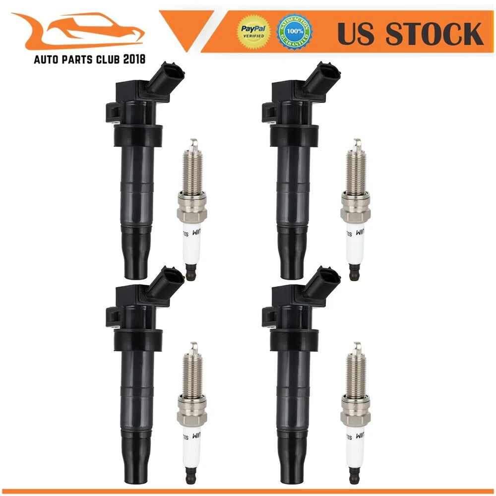 Set of 4 Ignition Coils & 4 Spark Plugs for Kia Sportage, Optima L4 2.0L (2011–2016)