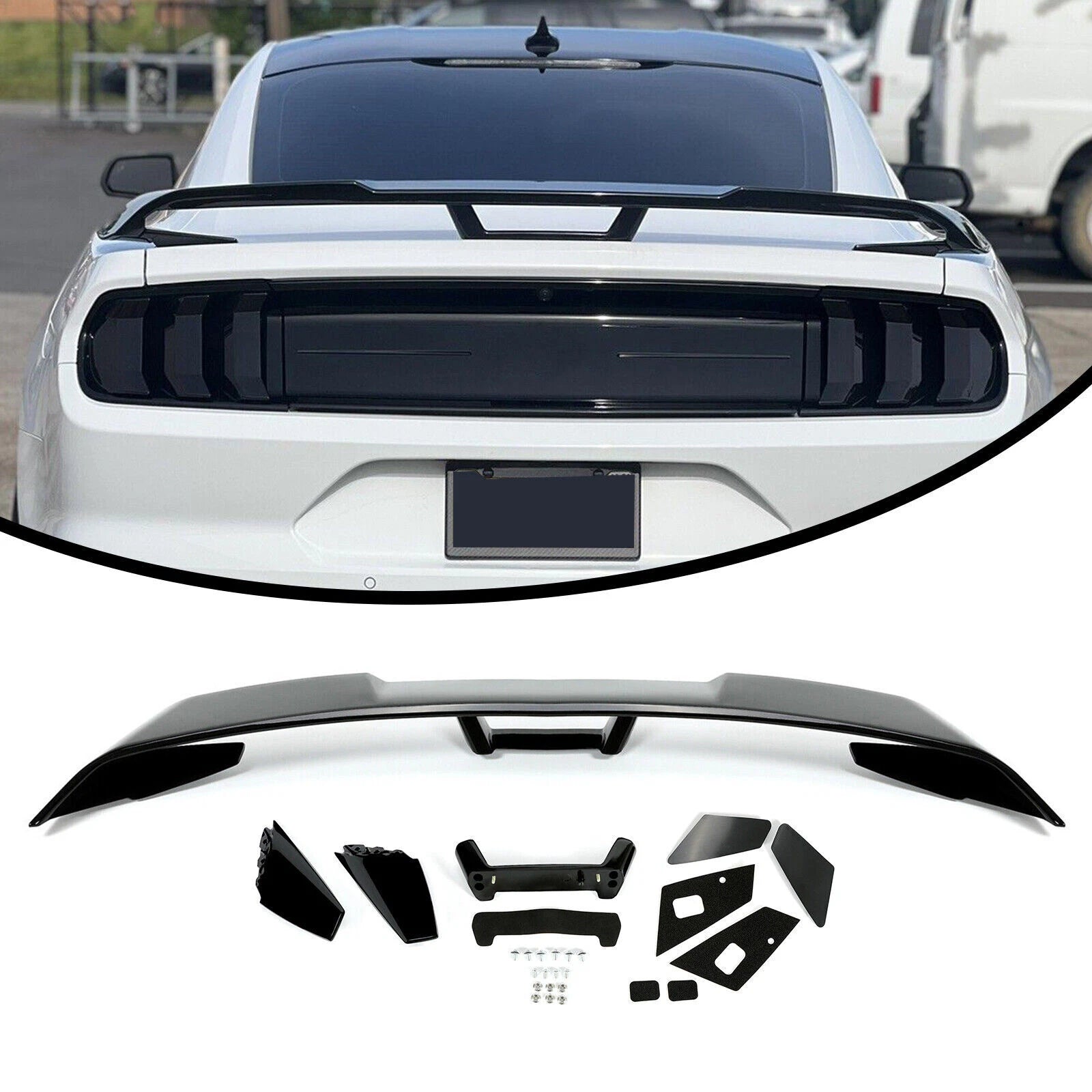 Glossy Black Rear Trunk Spoiler Wing for Ford Mustang S550 (2015–2022)