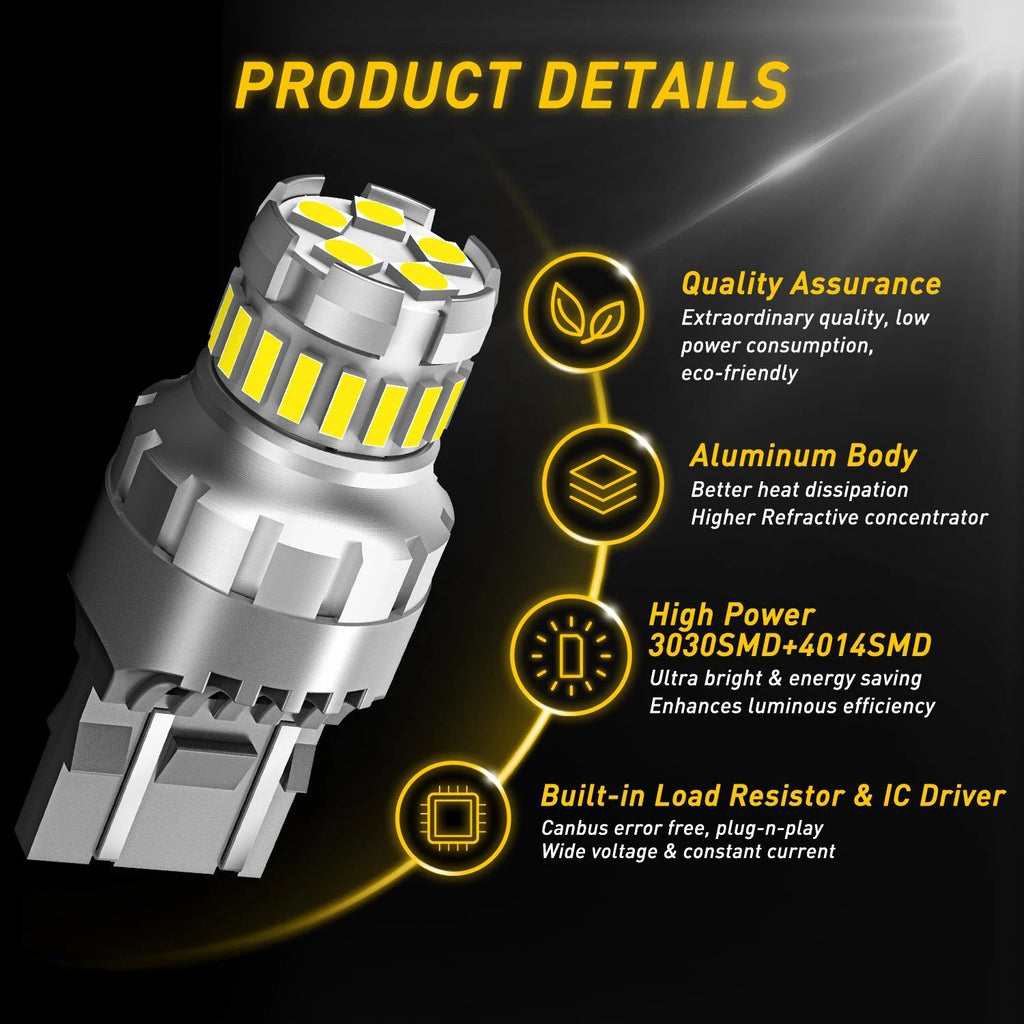 2X LED Reverse Stop Brake Bulb for AUXITO 7443 7440 (6500K)