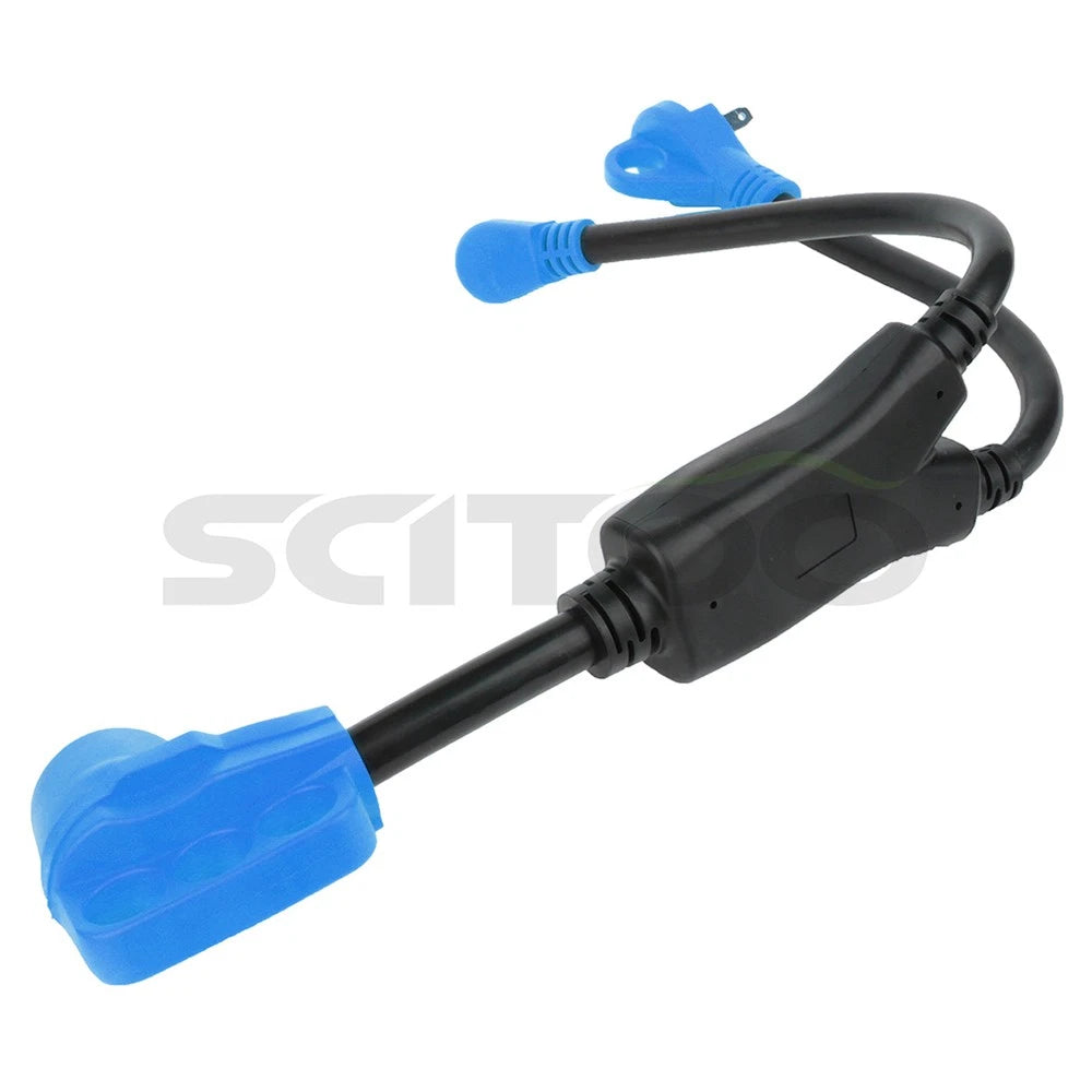 RV Power Cord Adapter Y Split 50 Amp Female to 30 Amp & 15 Amp Male