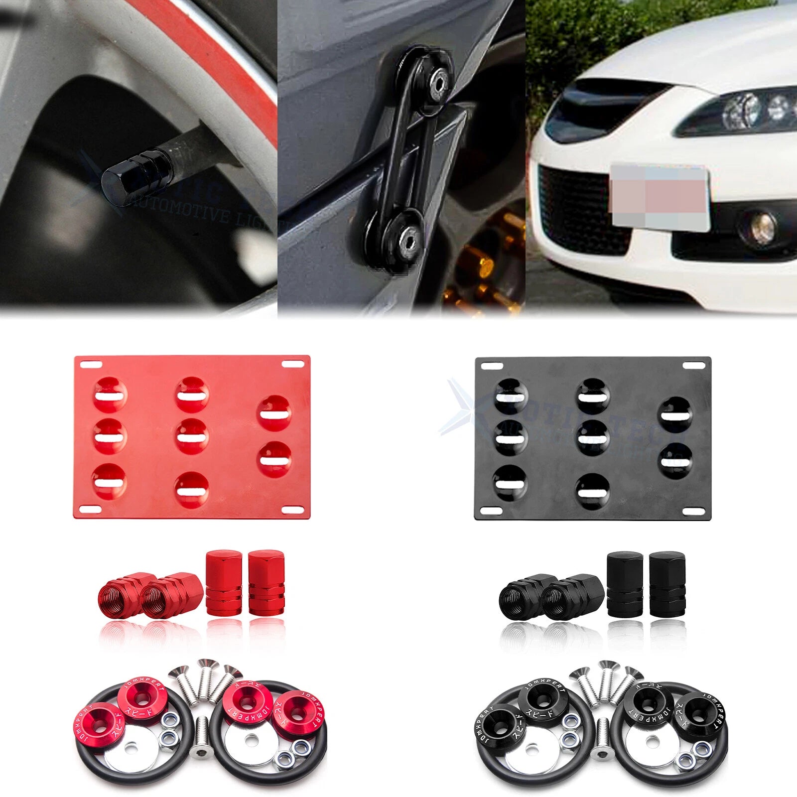 Tow Hook License Plate + Air Valve Cap + Release Fastener for Mazda 6 (2013–2018)