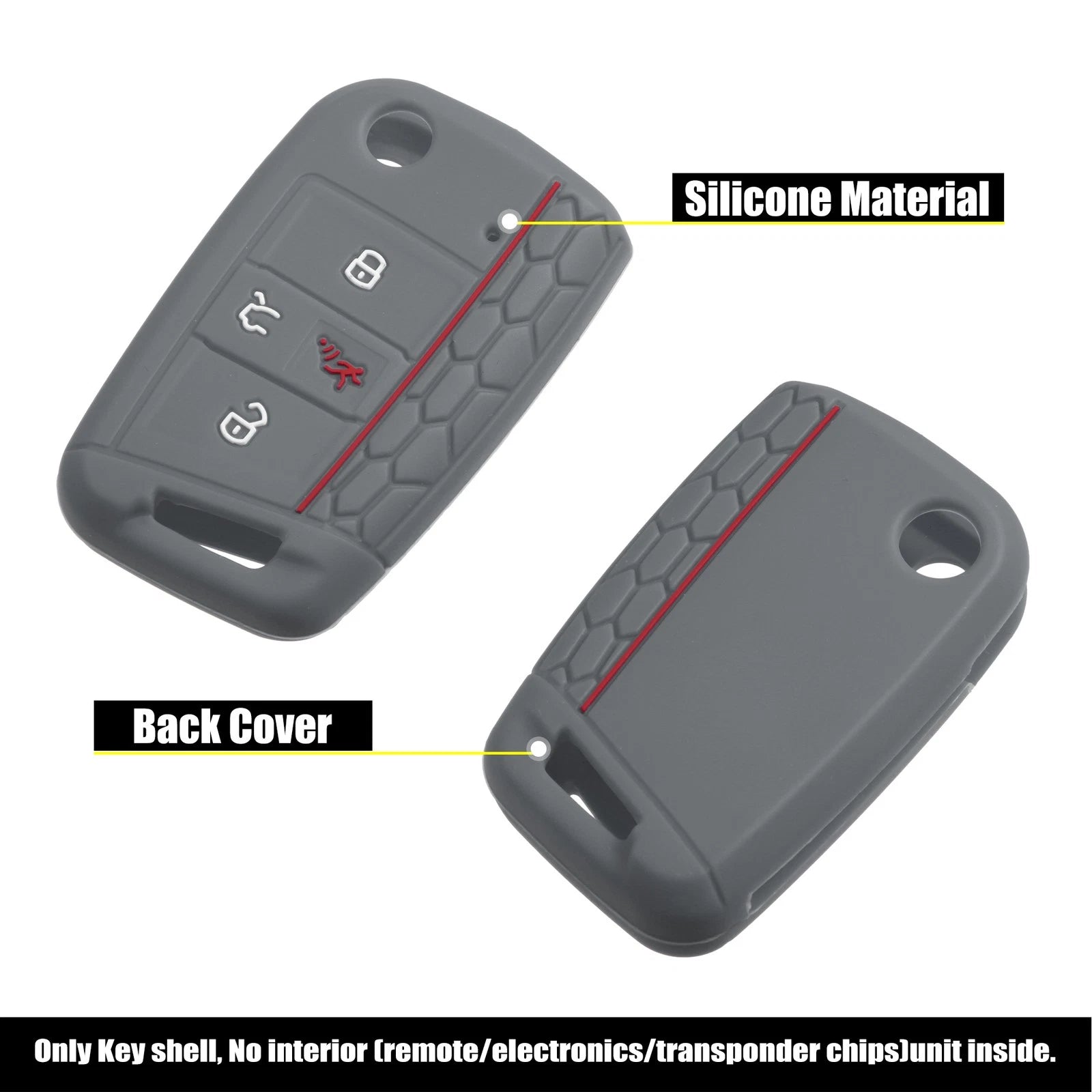 2X Silicone Key Fob Cover Case for VW (4 Buttons)