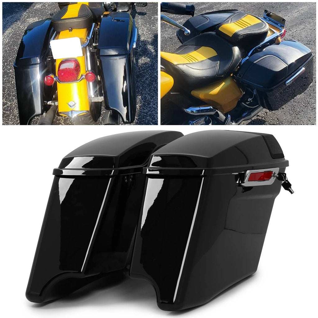4" Stretched Hard Saddlebags with 5x7 Speaker Lids for Harley Touring CVO (1993–2013)