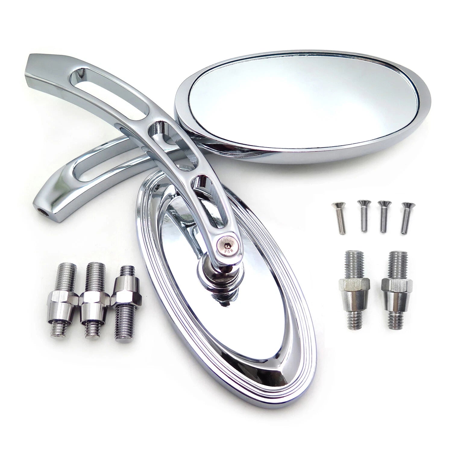 Oval Chrome Mirrors for Yamaha Cruiser Royal Star/Stratoliner/Roadliner