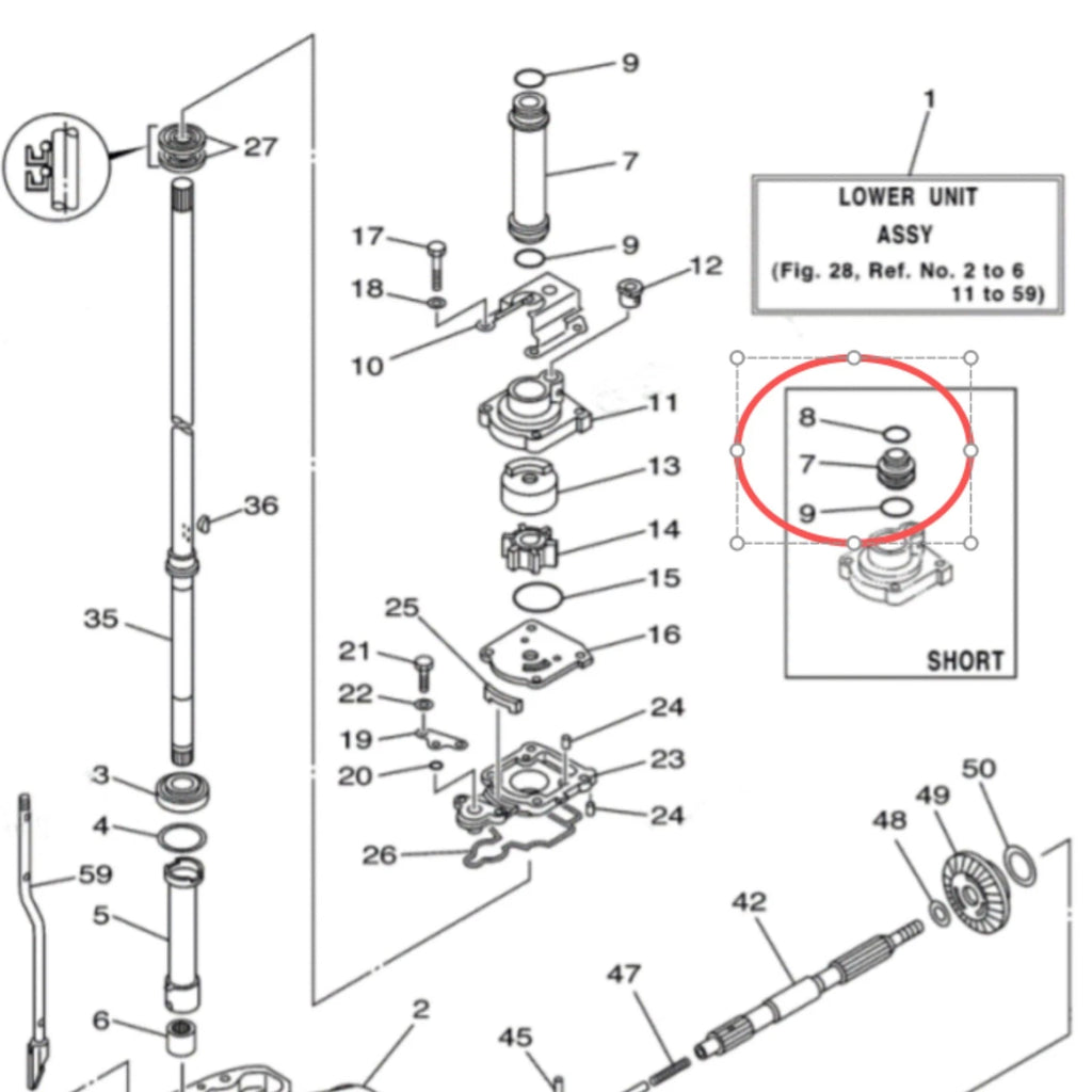 Water Tube with O-Ring for Yamaha Outboard (61N-44362-00-00, 93210-26130, 93210-22164)