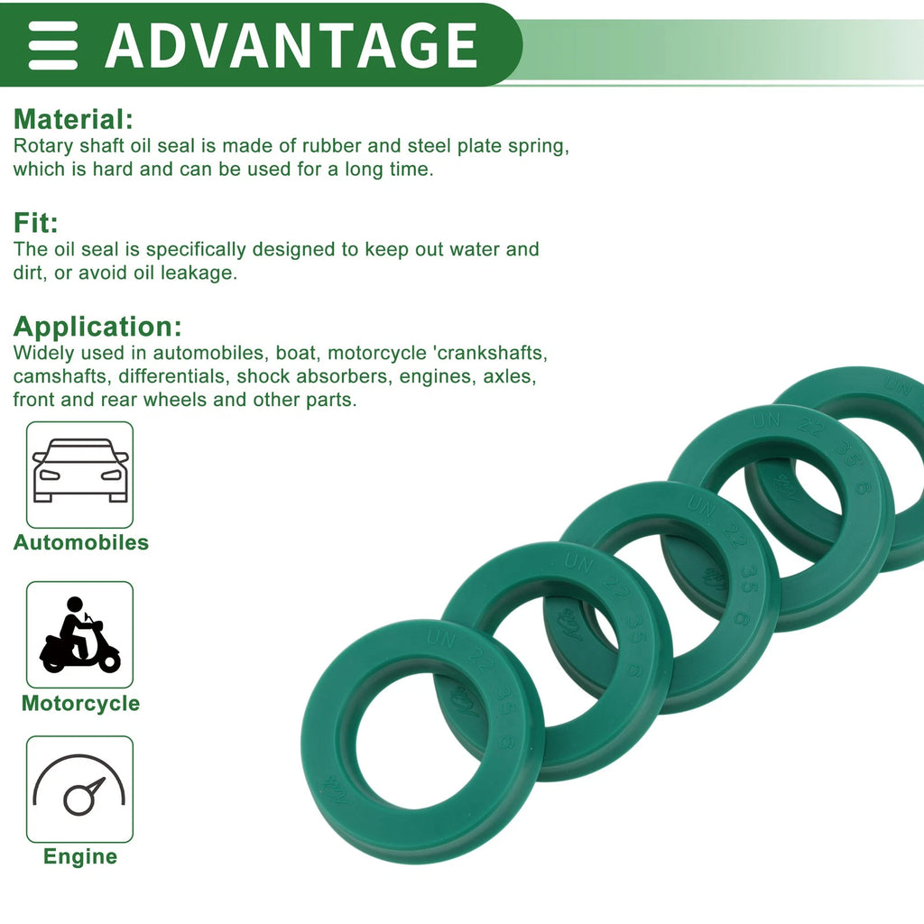 Set of 5 Oil Seal Ring 22x35x6mm for Various Models (High Pressure)