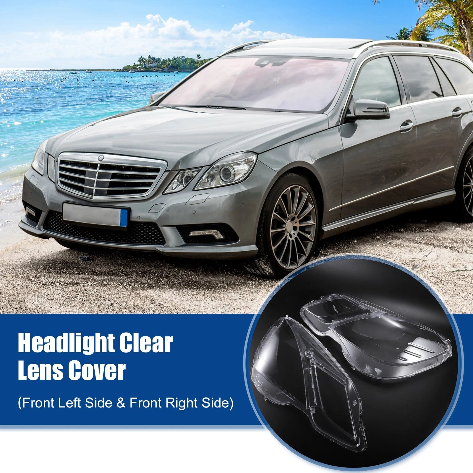 Pair Clear Lens Covers for Mercedes Benz E Class (2010–2016) No.A2128209561