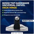 Bimini Top Hardware Swivel Deck Hinge for Universal Applications (Stainless Steel, Nylon)