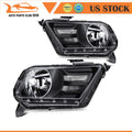 Set of 2 Black Housing Headlights for Ford Mustang (2010–2014)