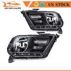Set of 2 Black Housing Headlights for Ford Mustang (2010–2014)