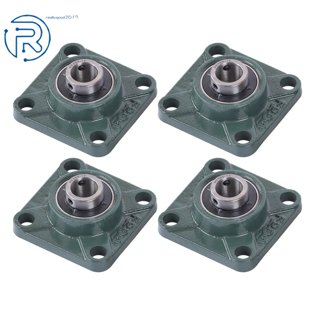 Set of 4 Pillow Block Flange Bearings for UCF204 (3/4" Bore)
