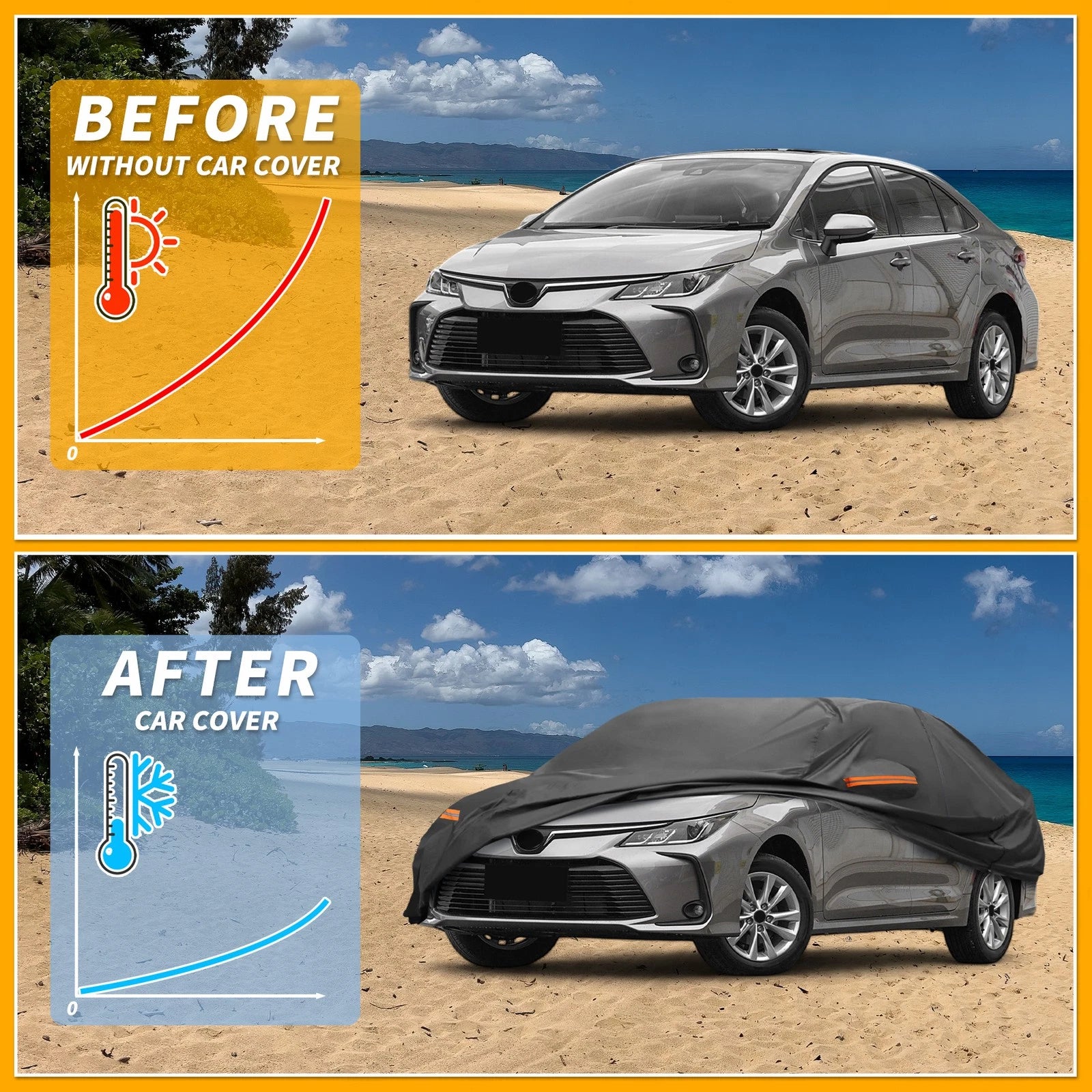 Waterproof All Weather Car Cover for Toyota Corolla Sedan (190T-PU)