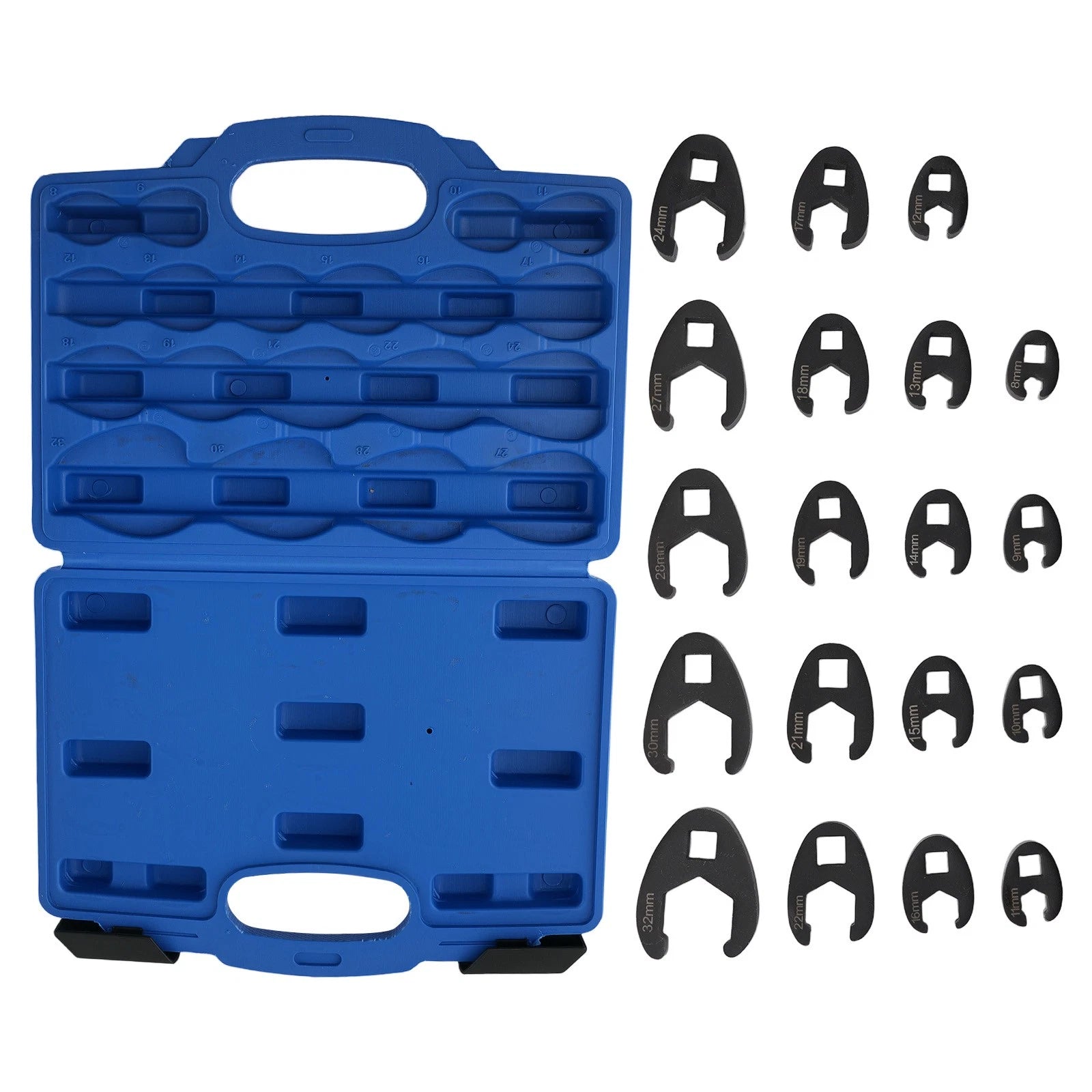 Set of 19 Crows Foot Wrenches 1/2" 3/8" 8-32mm Socket Tool Kit