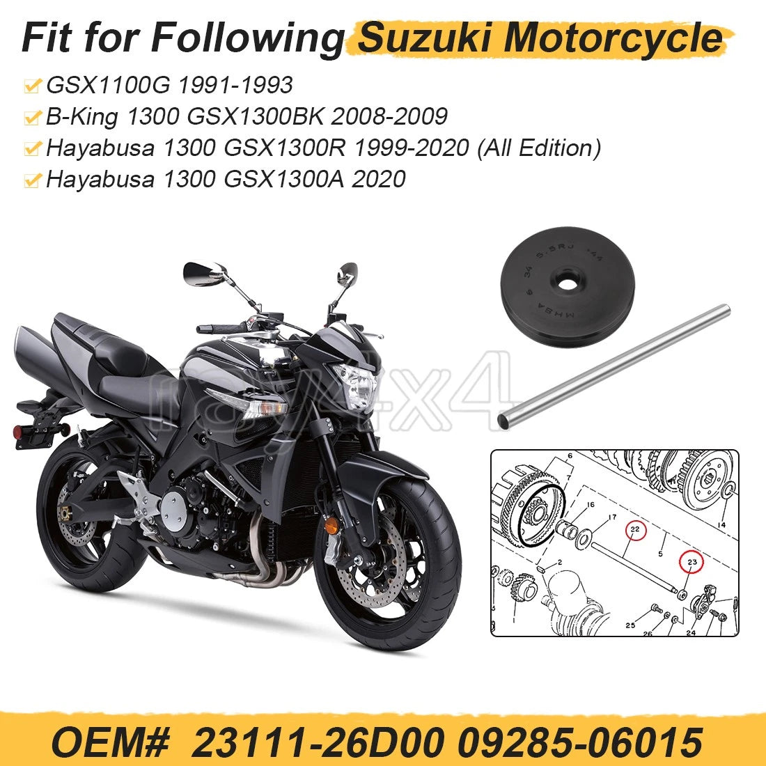 Left Clutch Push Rod & Oil Seal for Suzuki GSX 1300R Hayabusa (1999–2023)