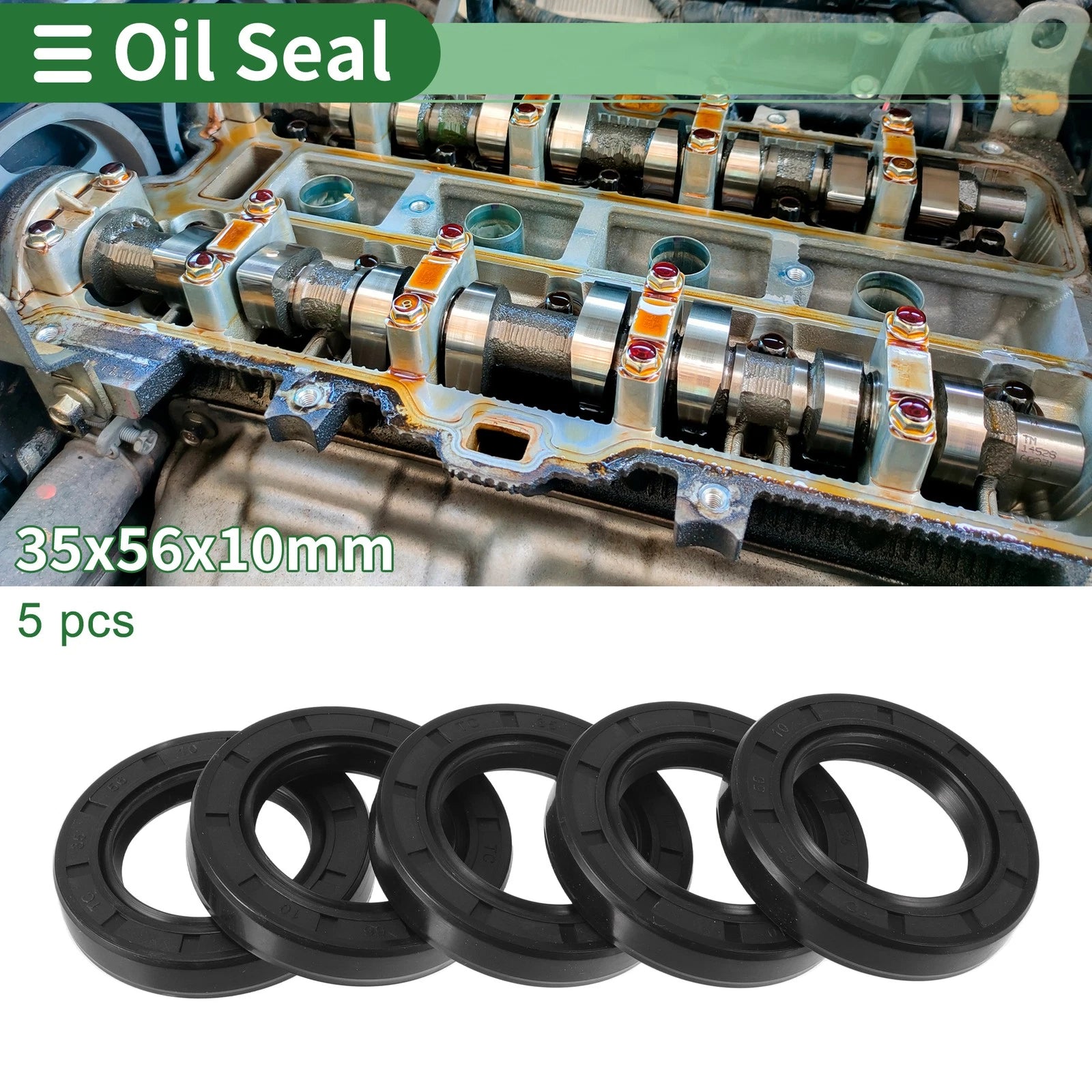 Set of 5 Oil Seal Rotary Shaft Seal NBR Rubber 35x56x10mm
