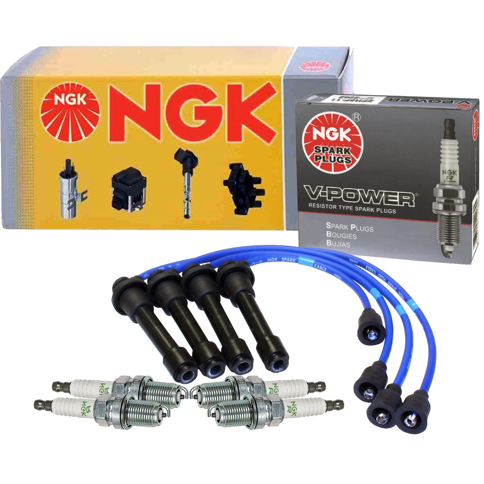 Set of 4 NGK V-Power Spark Plugs for Chevy Metro, Suzuki Swift 1.3 L4 (1998)