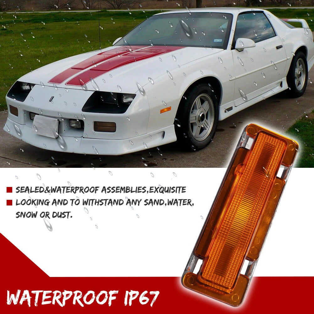 2X Amber Lens Front Side Marker Lights for Chevy Camaro Pontiac Firebird (1982–1992)