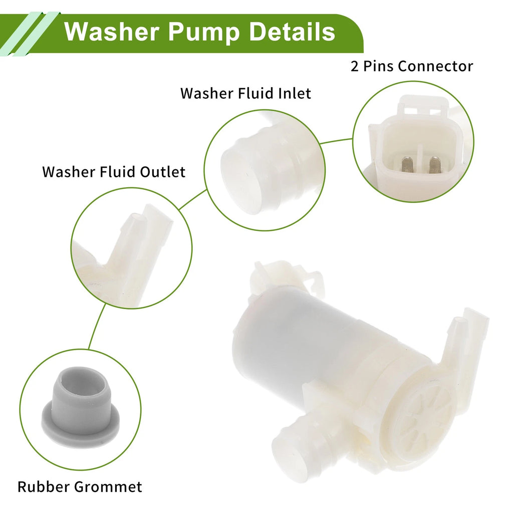 Windshield Washer Pump w/Grommet for Mitsubishi Mirage G4 (2014–2020) No. 8260A226
