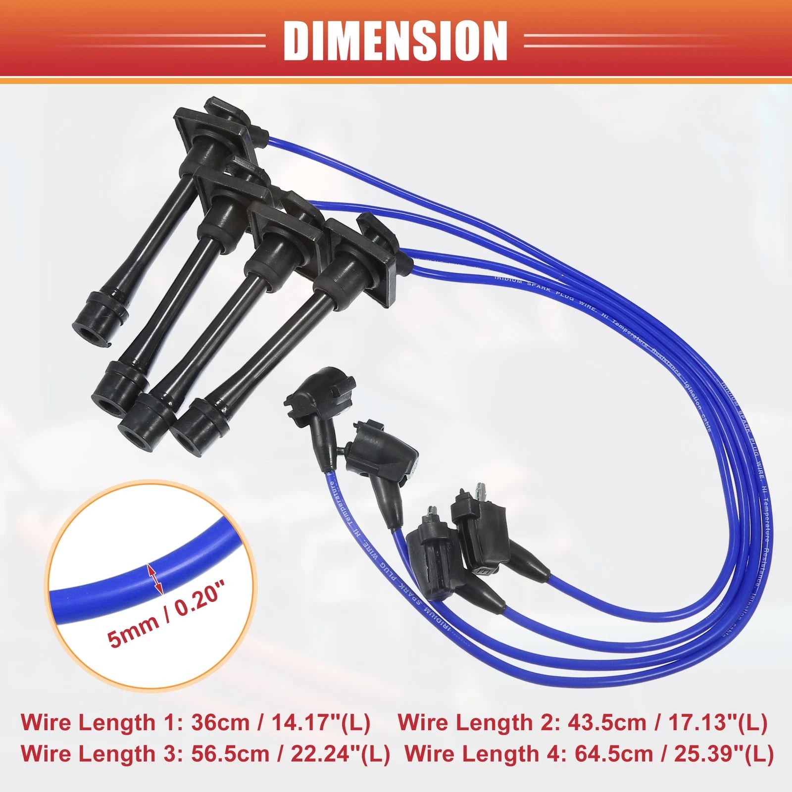 Set of 4 Spark Plug Wire Ignition Coil Cables No. 9091922327 for Toyota Celica (1994–1998)