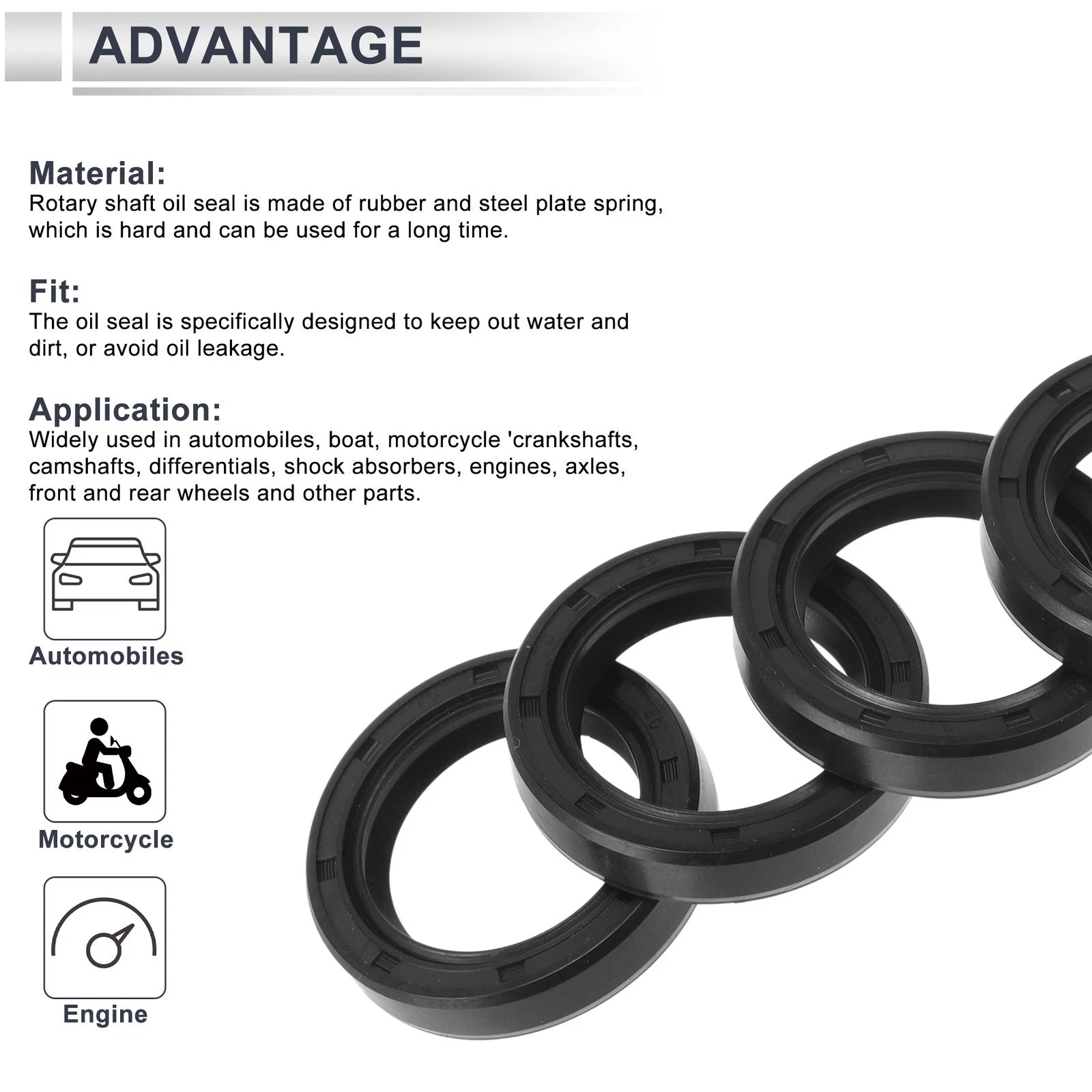 Set of 5 Oil Seal Rotary Shaft Seal TC Ring Nitrile Rubber 28x40x8mm