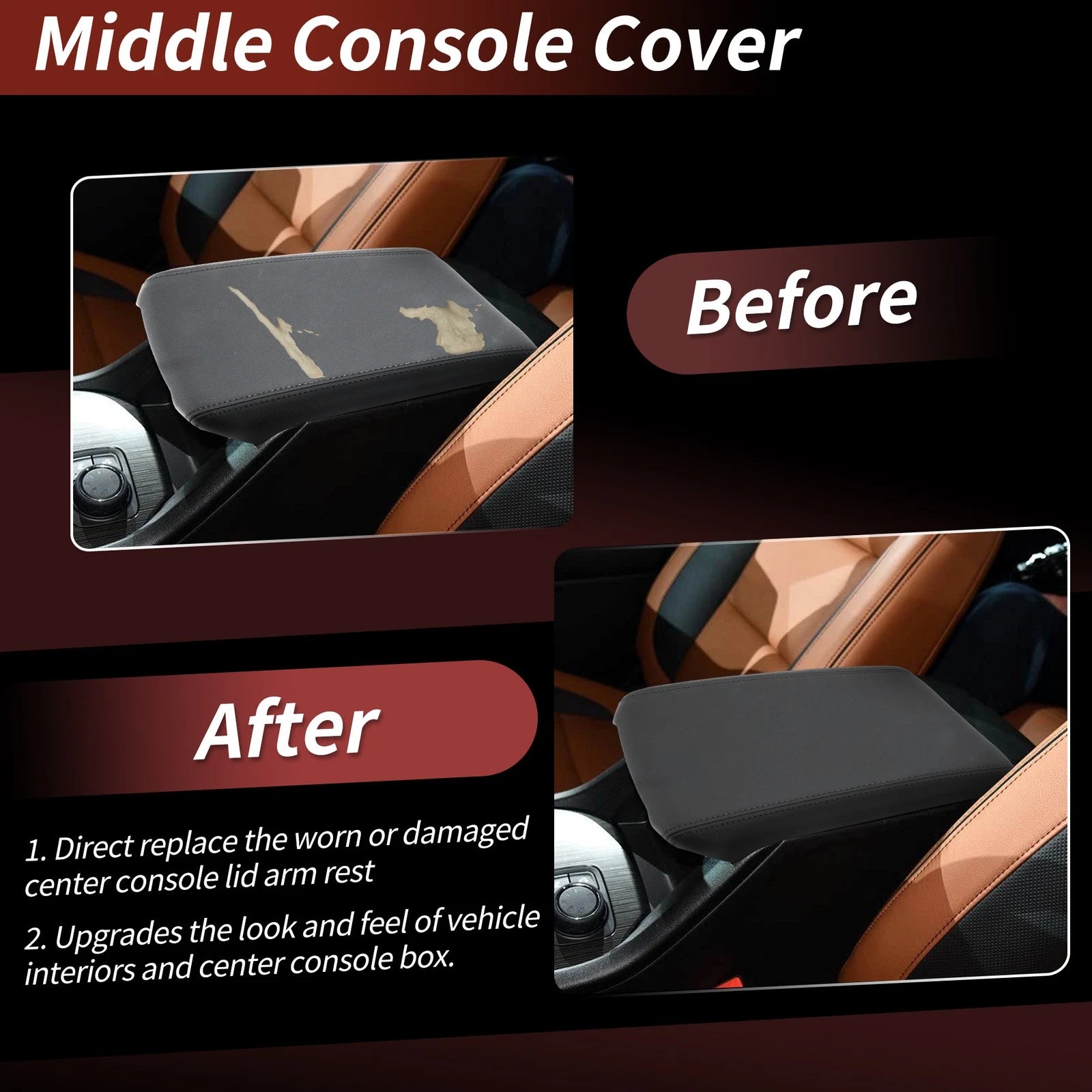Center Console Armrest Lid for Chevy Traverse, GMC Acadia (No. 22905370) Black