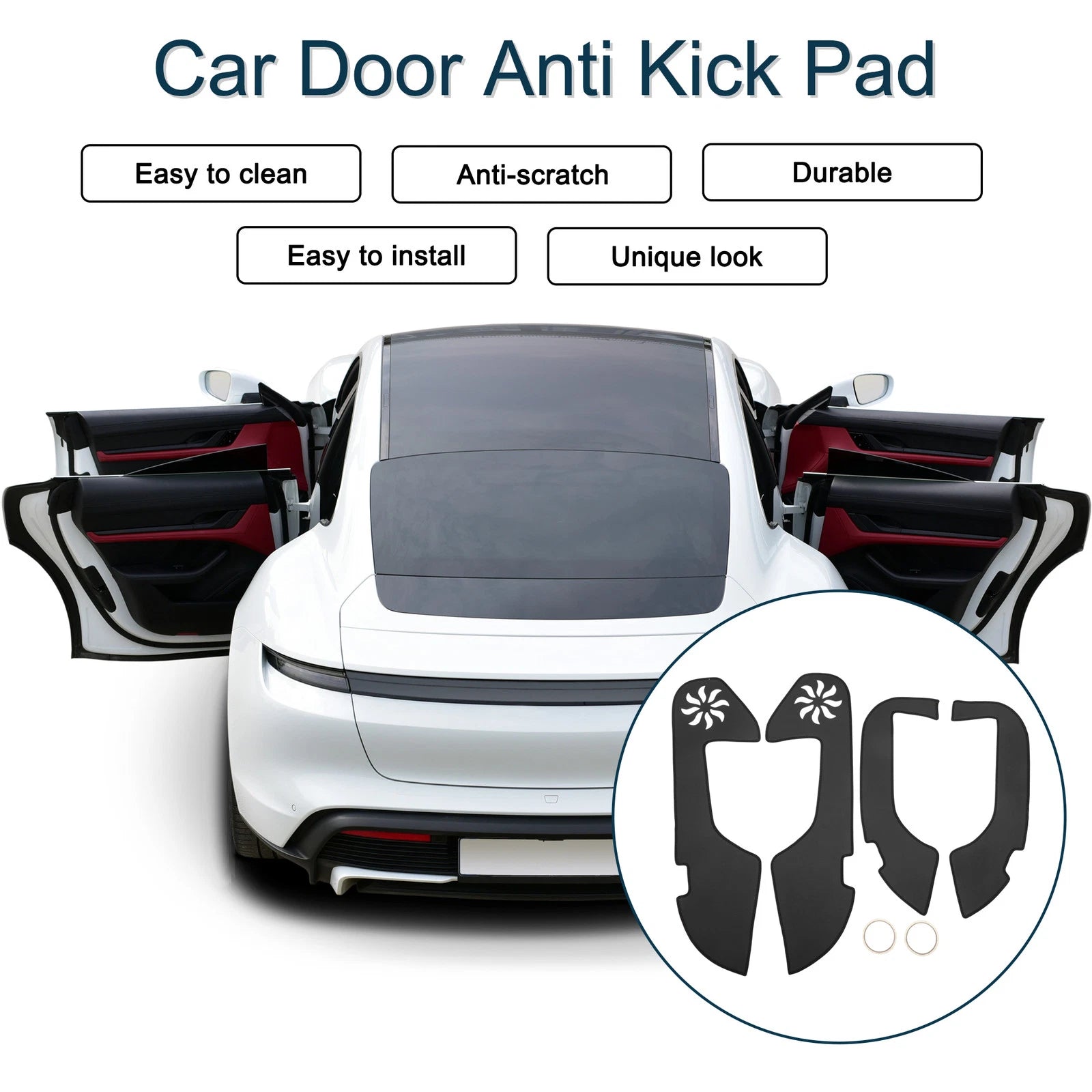 Set of 1 Car Door Anti Kick Pad Protector for Lexus ES (2013–2021) Black