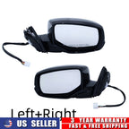 Set of 2 Black Mirrors w/Turn Signal Heated Manual Fold for Honda Accord (2013–2015)