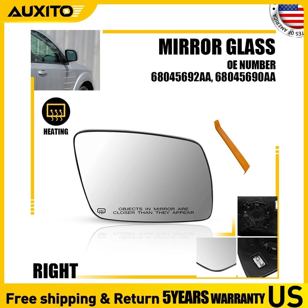 Right Side Heated Mirror Glass with Backing Plate for Dodge Journey (2009–2020)
