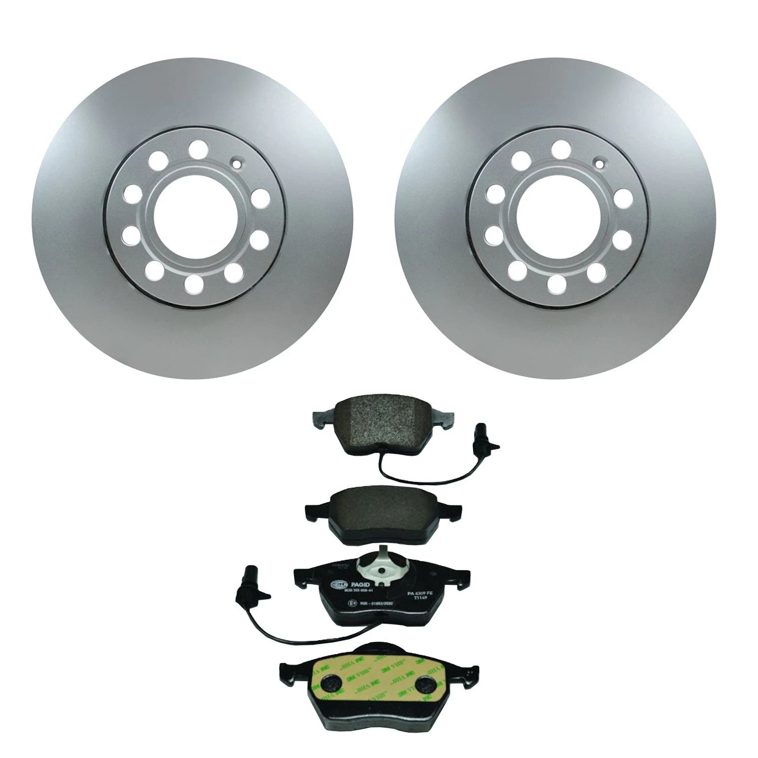 Hella Front Rotors & Low-Met Disc Brake Pad Kit for Audi A4 A6 Quattro Passat (1996–2005)