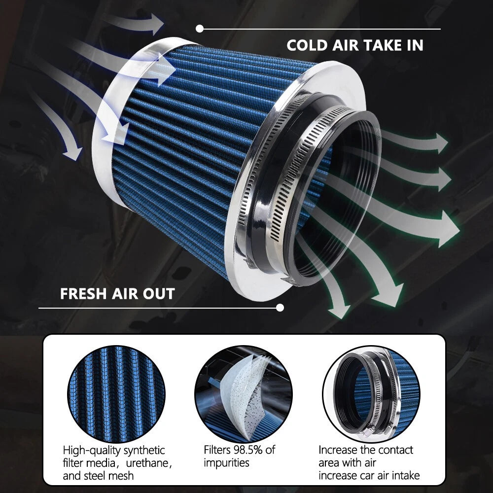 3" 3.5" 4" High Flow Inlet Dry Air Filter for Cold Air Intake (Fits )