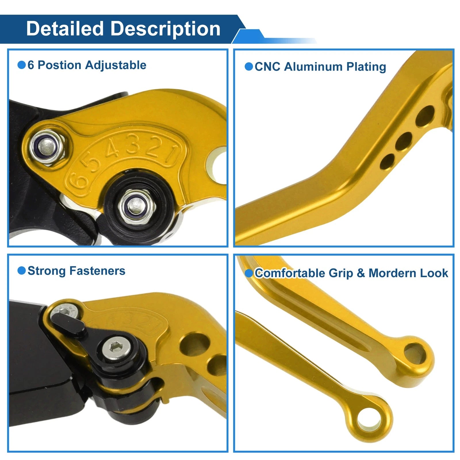 Adjustable Short Brake Clutch Levers for BMW F650GS (2008–2012) - Gold Tone