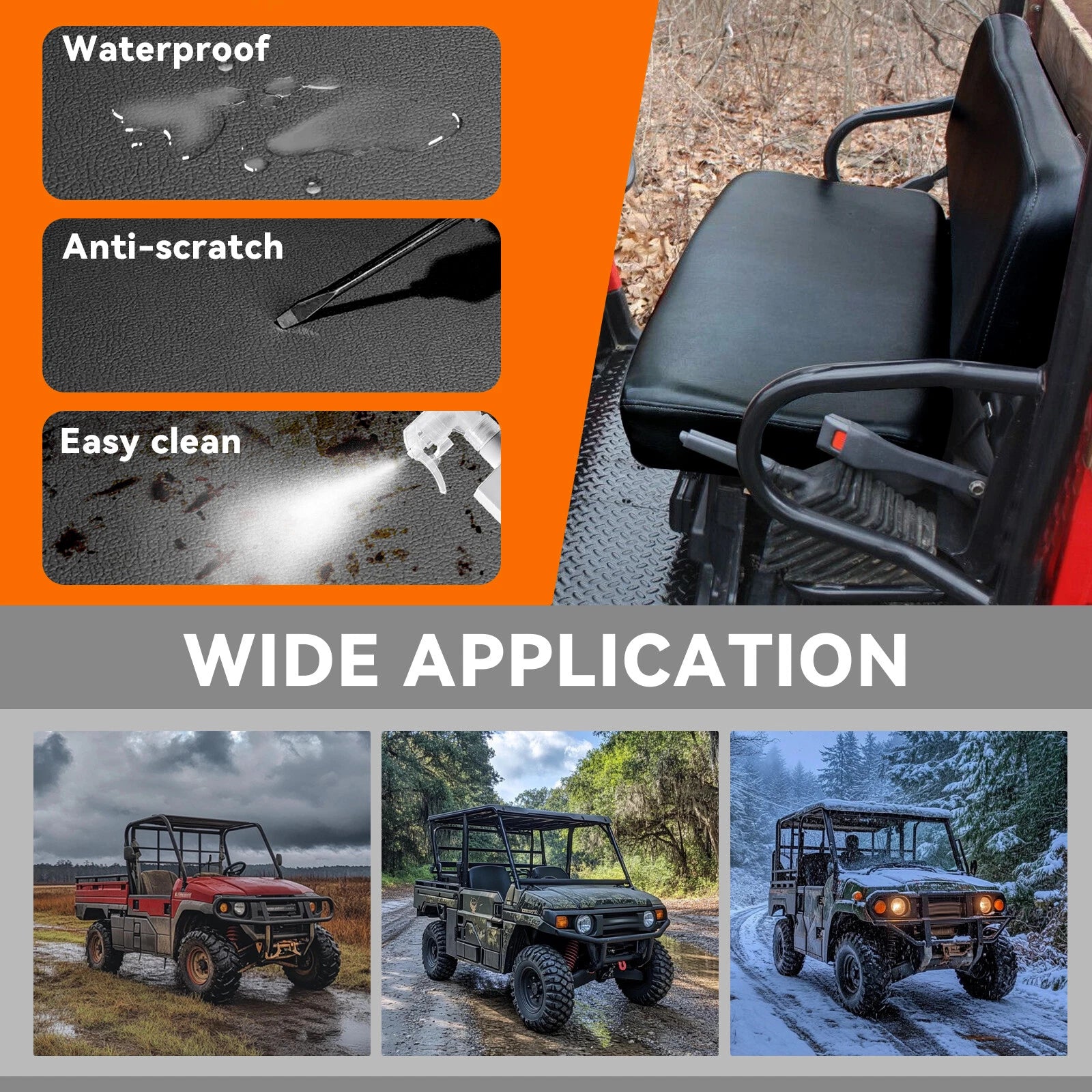 UTV Seat Covers for Kawasaki Mule 3000/3010/4000/4010 (2001–2019)